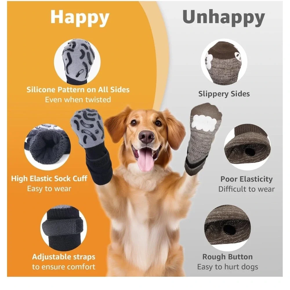 Grippy Non-Slip Dog Socks Paw Socks Paw Protection‎ Adjustable medium